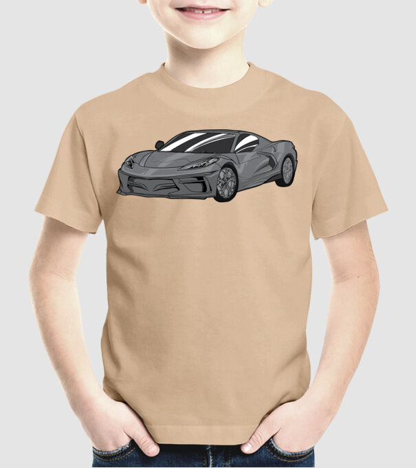 Mașină sport model nisipiu pe tricou