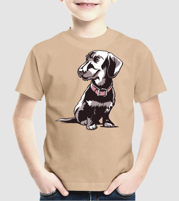Teckel cu părul sârmos model nisipiu pe tricou