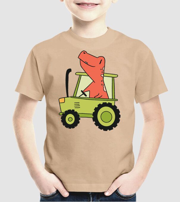 Tractor dinozaur model nisipiu pe tricou