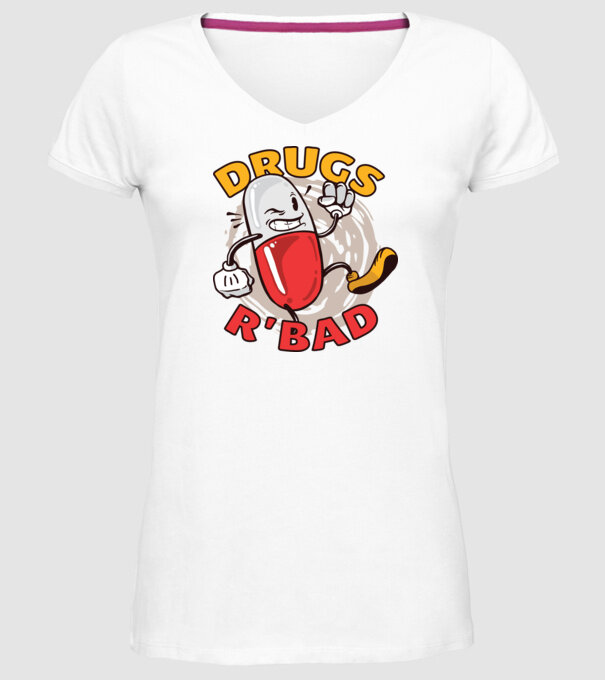 Drogurile sunt rele model alb pe tricou