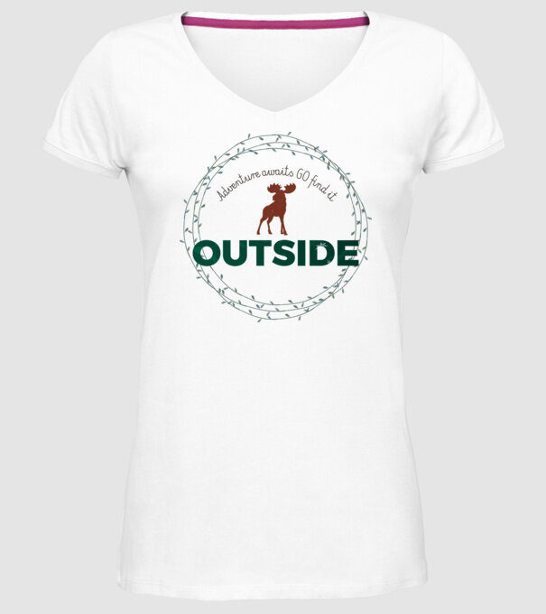 Adventure awaits model alb pe tricou
