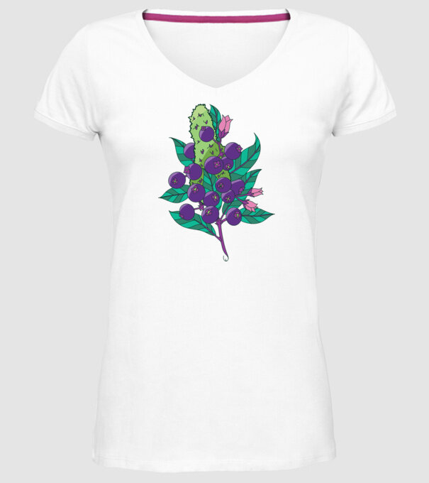 Arbust de afine model alb pe tricou