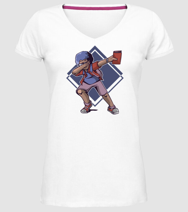 Student afro model alb pe tricou