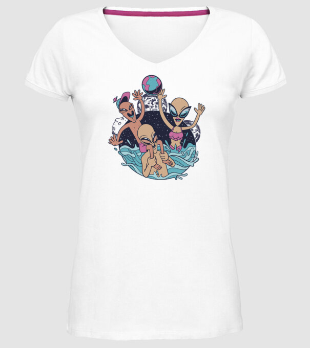 Alien Familie ștrand model alb pe tricou