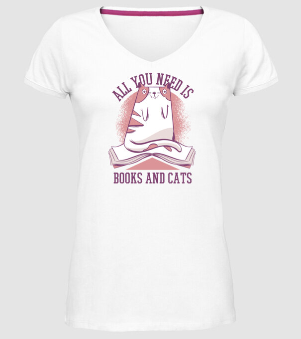 All You Need Is Books And Cats model alb pe tricou