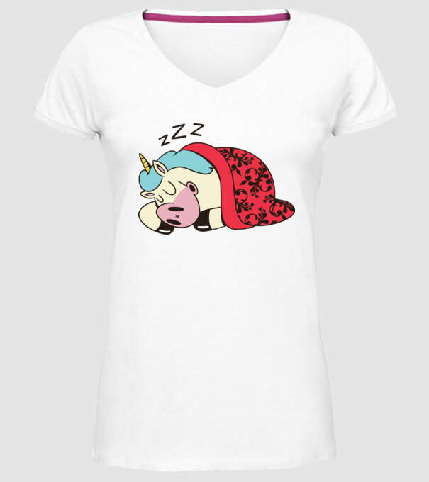 Unicorn adormit model alb pe tricou