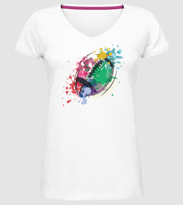 Fotbal american Acuarelă model alb pe tricou