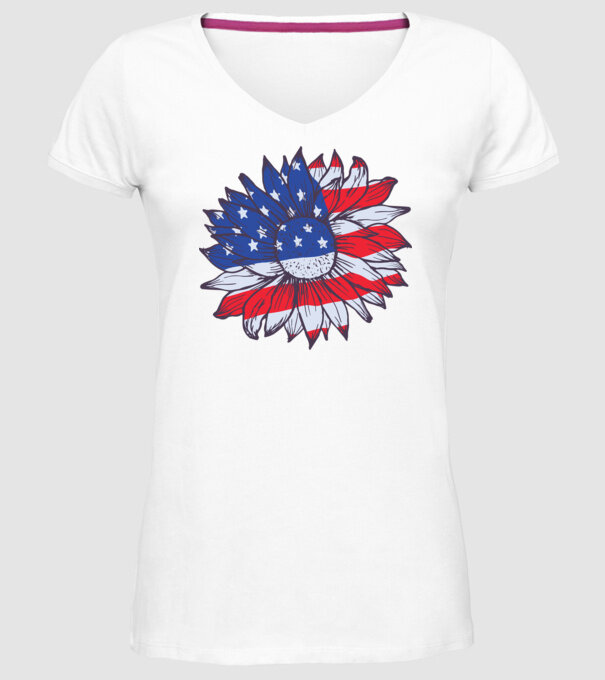 Floarea-soarelui americană Usa Sunflower model alb pe tricou