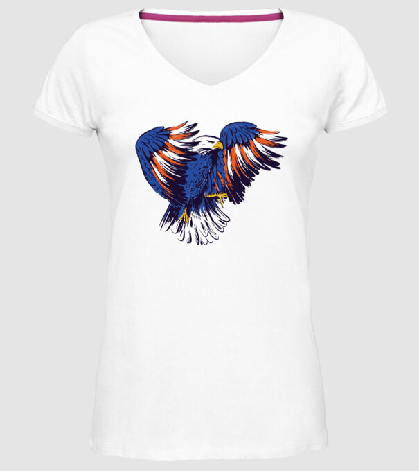 Vultur American model alb pe tricou