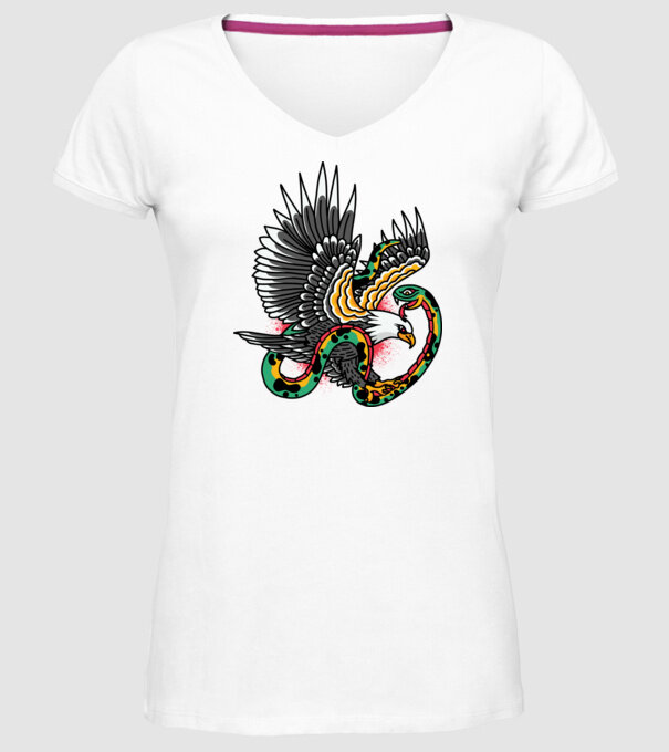 Vultur American model alb pe tricou