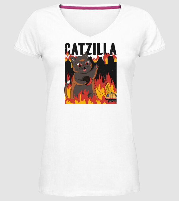 Anime Catzilla model alb pe tricou