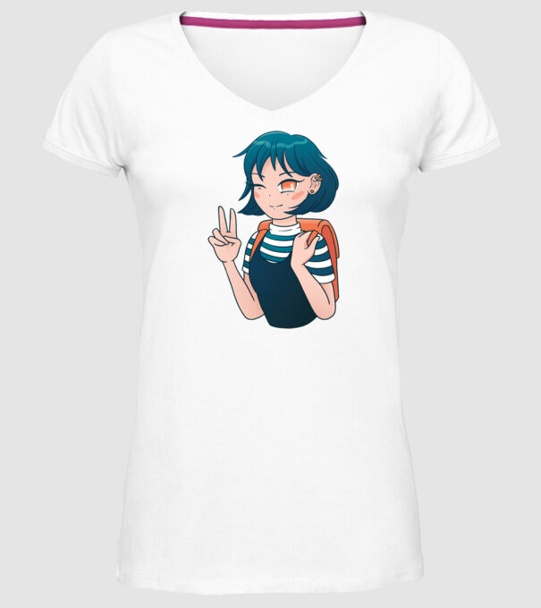 Anime fată model alb pe tricou