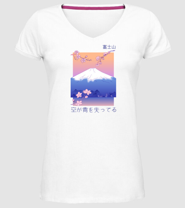 Anime Vaporwave munte model alb pe tricou