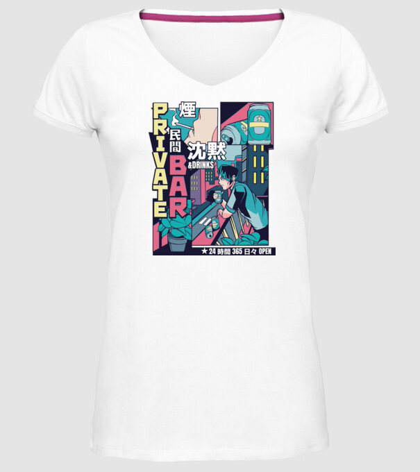 Anime Vaporwave benzi desenate model alb pe tricou
