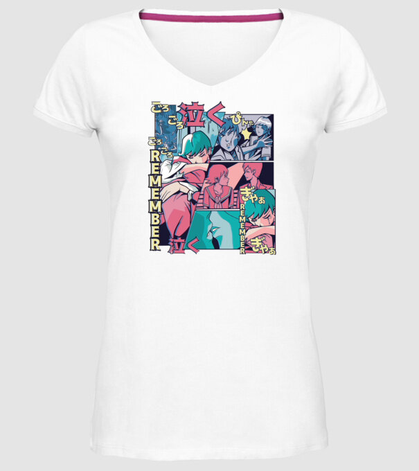 Anime Vaporwave benzi desenate model alb pe tricou