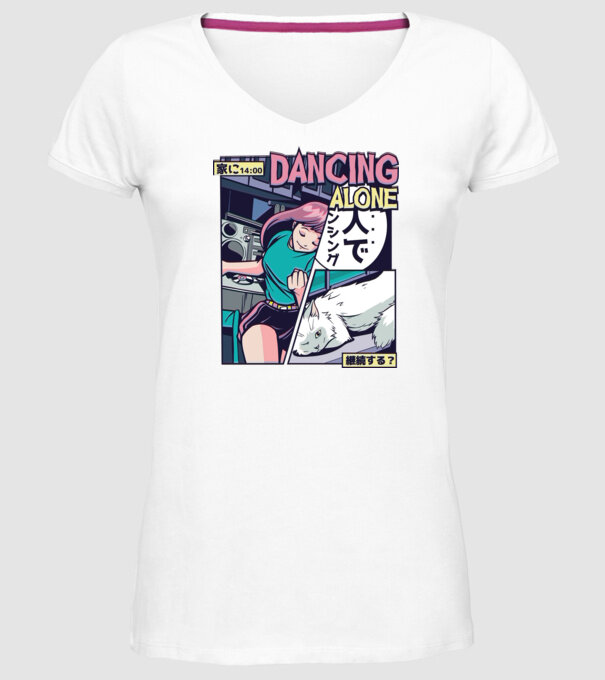 Anime Vaporwave benzi desenate model alb pe tricou