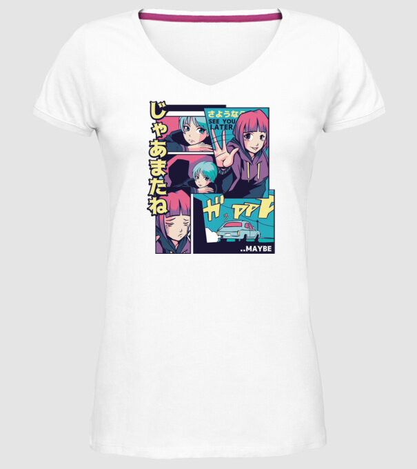 Anime Vaporwave See you Later model alb pe tricou