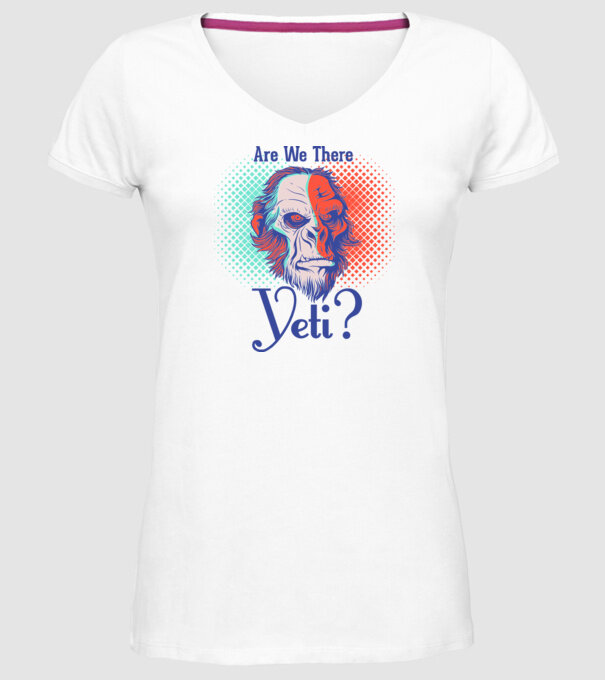 Are we there Yeti model alb pe tricou