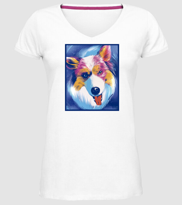 Câine ciobănesc australian model alb pe tricou