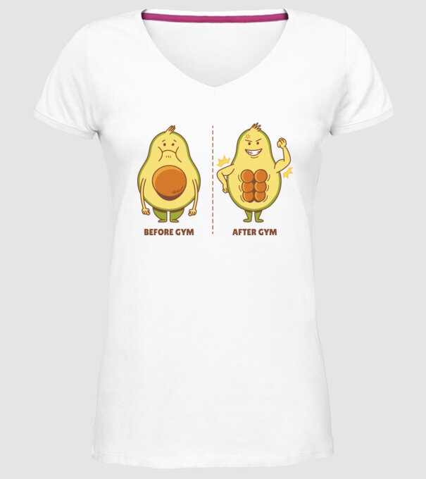 Antrenament Avocado model alb pe tricou
