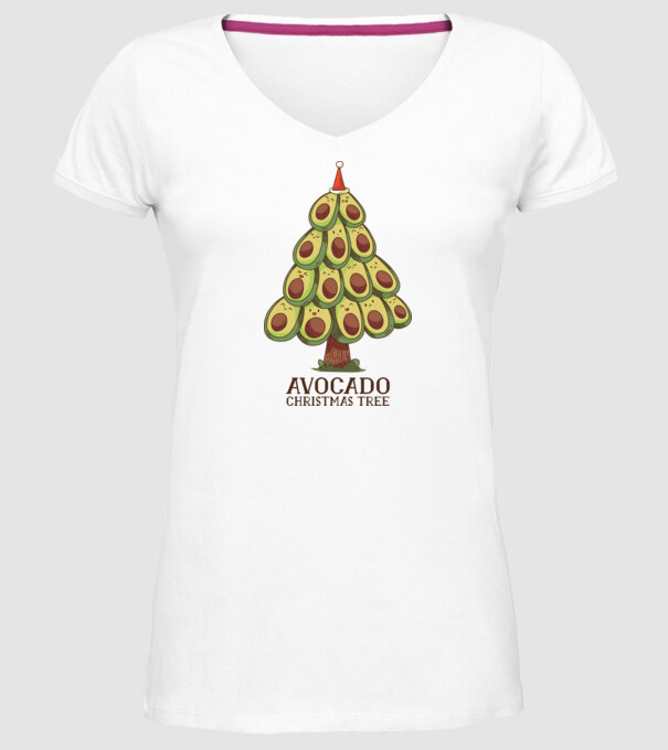 Pom de Crăciun Avocado model alb pe tricou