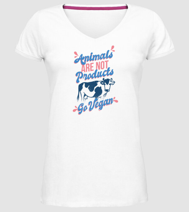Animalele nu sunt produse, fii vegan tricou model alb pe tricou
