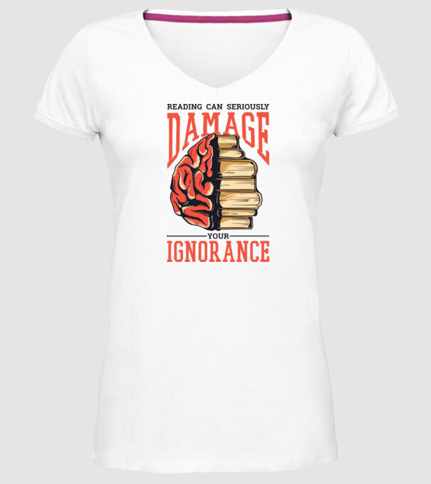 Cititul poate dăuna grav ignoranței tale model alb pe tricou