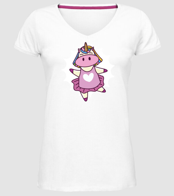 Unicorn dansator de balet model alb pe tricou