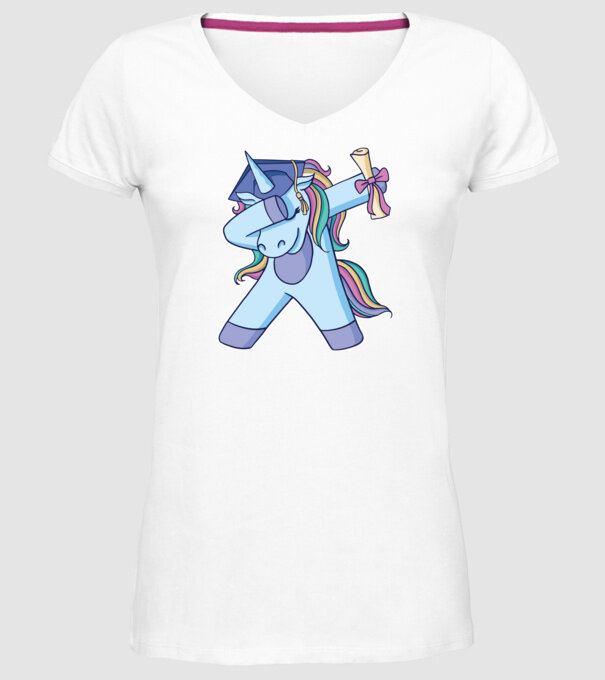 Unicorn Absolvent model alb pe tricou