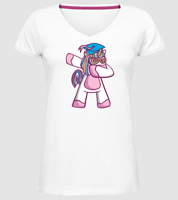 Unicorn Absolvent DAB model alb pe tricou