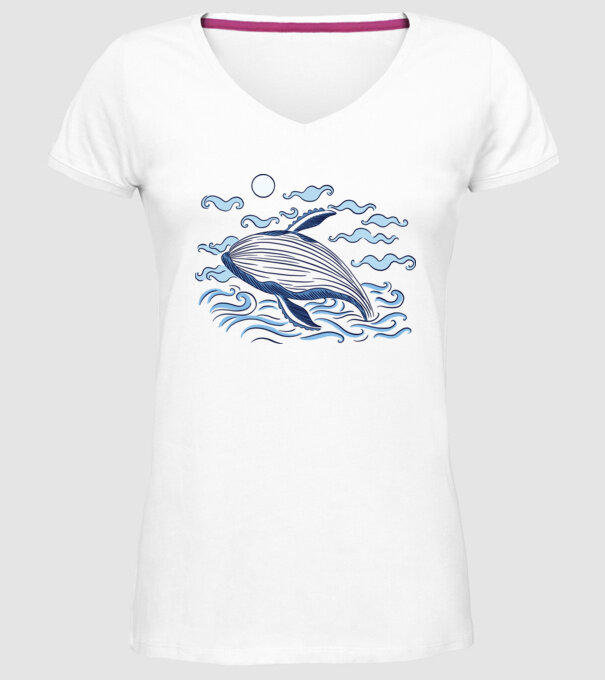 Balenă model alb pe tricou
