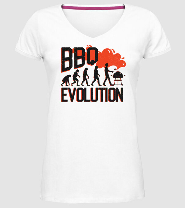 BBQ Evoluție Grătar model alb pe tricou