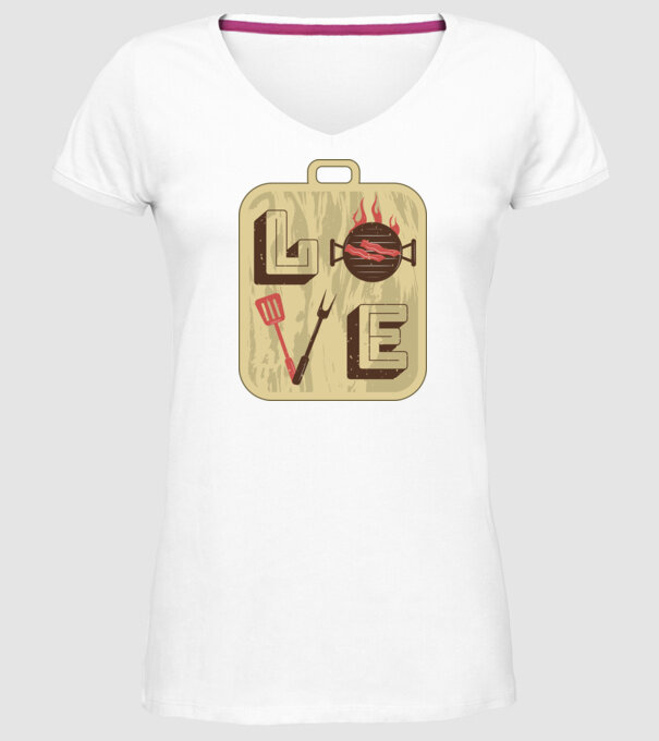 Dragoste BBQ model alb pe tricou