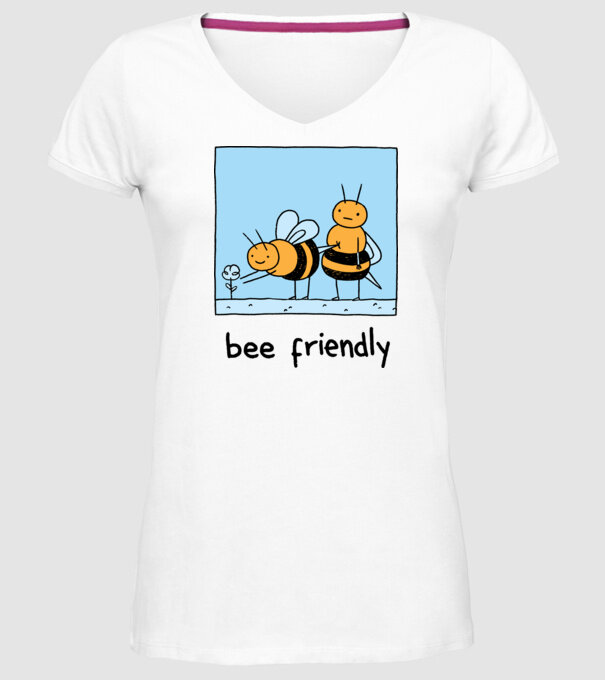 Bee friendly model alb pe tricou