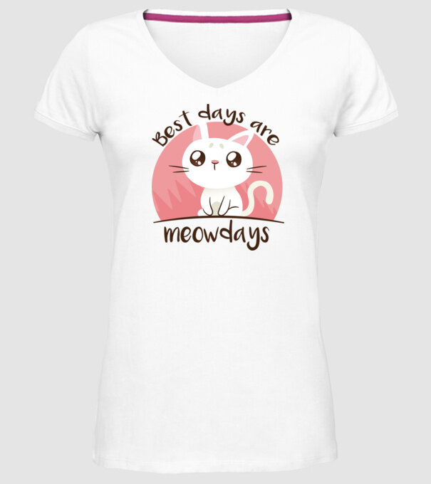 Best days are Meowdays model alb pe tricou