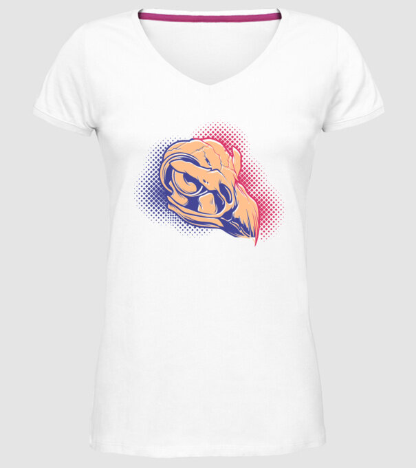 Bird skull model alb pe tricou