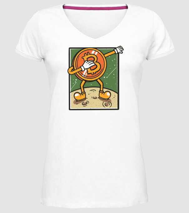 Bitcoin DAB model alb pe tricou