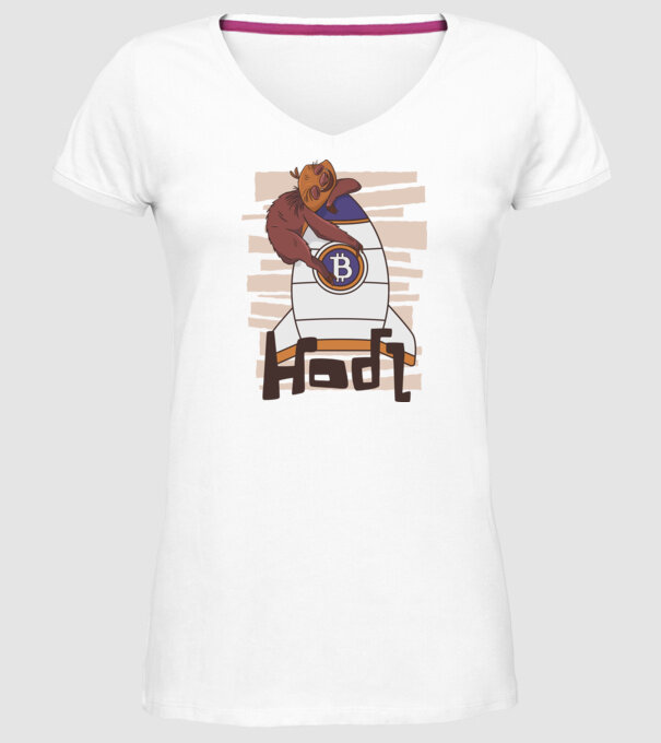 Bitcoin Hodl Leneș model alb pe tricou