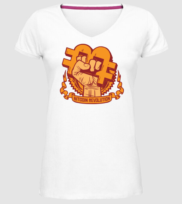 Bitcoin Revolution model alb pe tricou