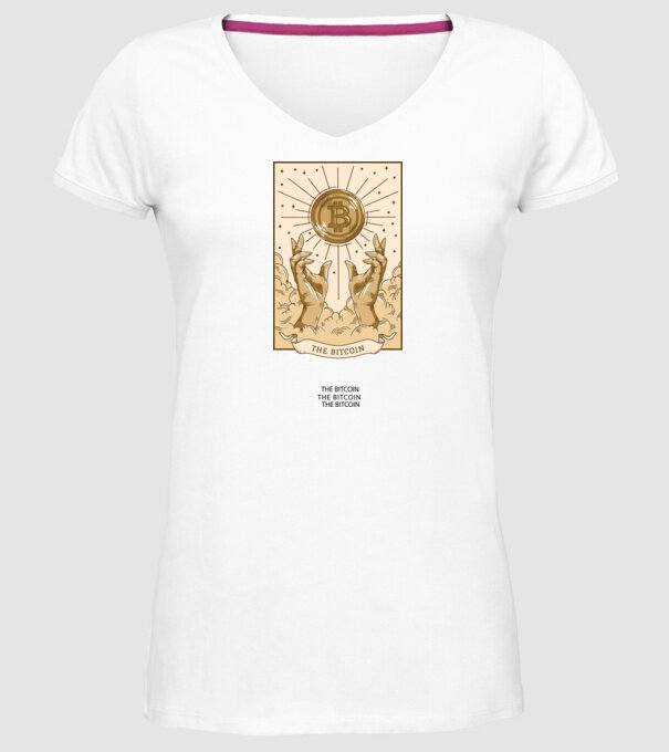 Religie Bitcoin model alb pe tricou