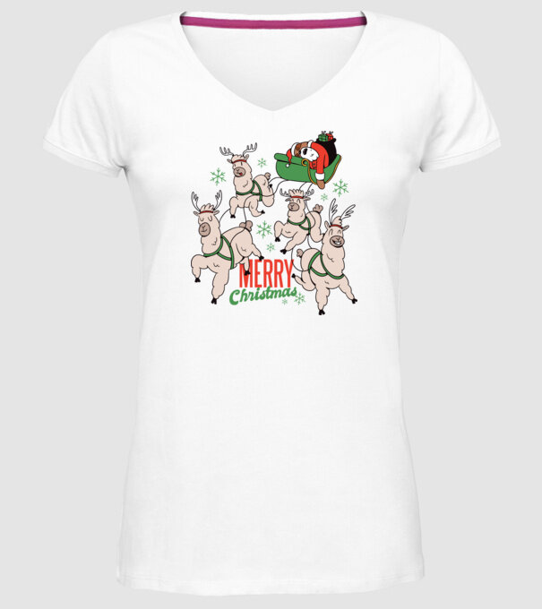 Crăciun Fericit Moș Crăciun Leneș model alb pe tricou