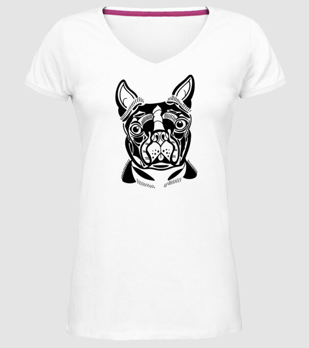 Câine Boston Terrier model alb pe tricou