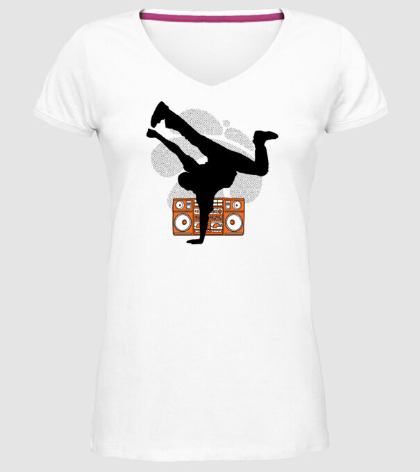 Dansator Break model alb pe tricou