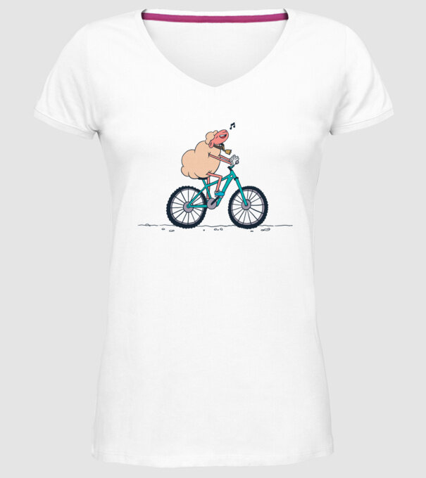 Miel cu bicicletă model alb pe tricou
