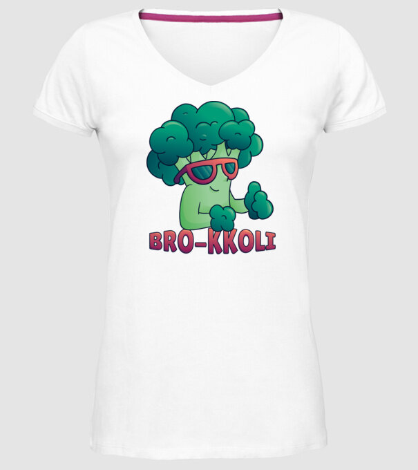 Broccoli model alb pe tricou