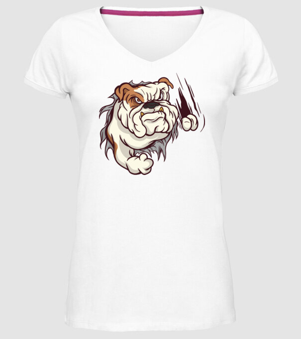 Bulldog model alb pe tricou