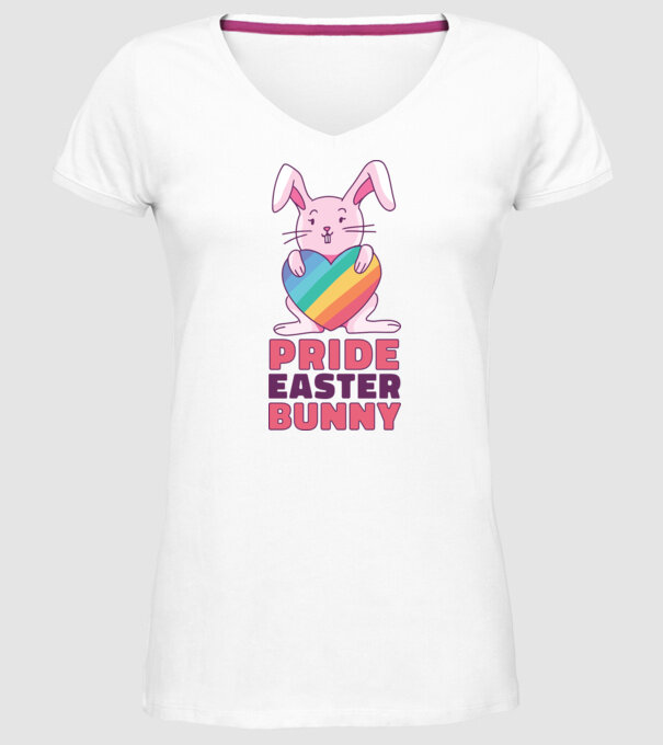 Iepurașul de Paște mândru model alb pe tricou
