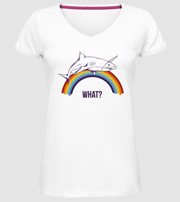 Rechin unicorn model alb pe tricou