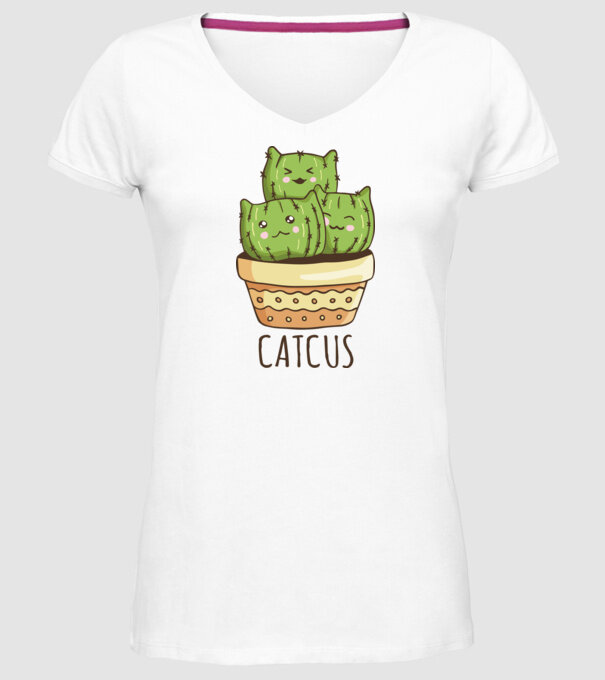Catcus Pisică Cactus model alb pe tricou