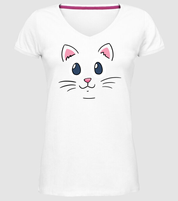 Cap pisică model alb pe tricou